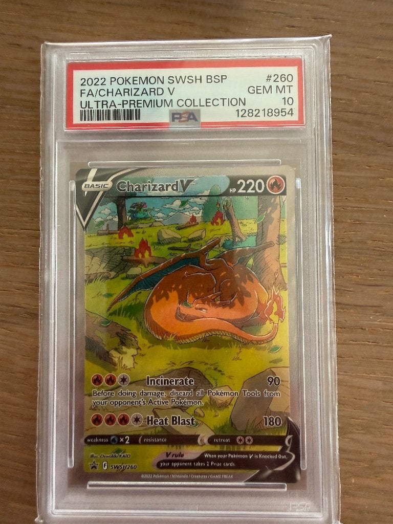 Pokemon Charizard SWSH260 Prem. Coll. PSA 10, Verzenden, Nieuw, Losse kaart, Foil