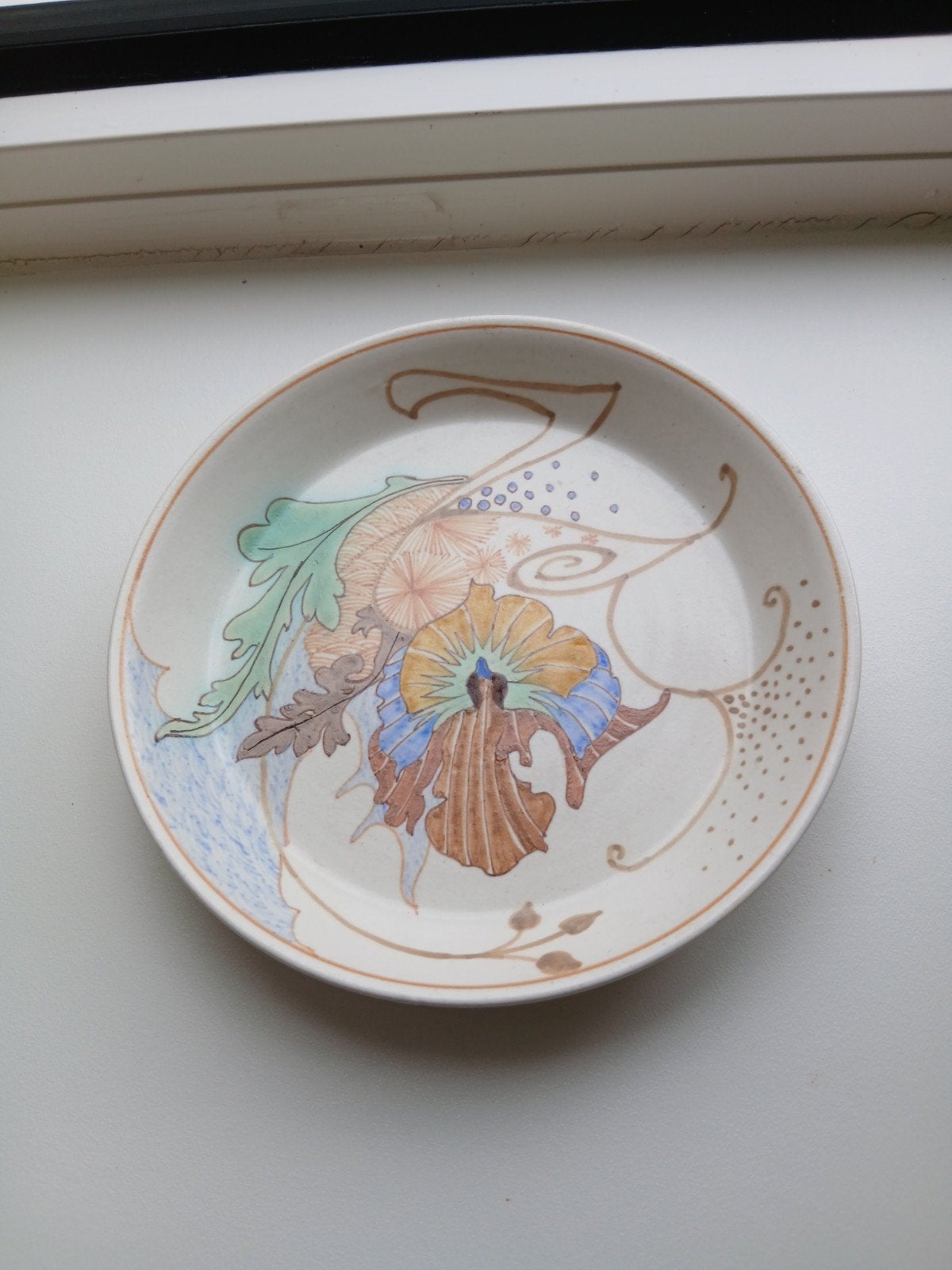 Antiek decoratief bord Zuid-Holland Gouda A.L. 13cm, Antiek en Kunst, Ophalen
