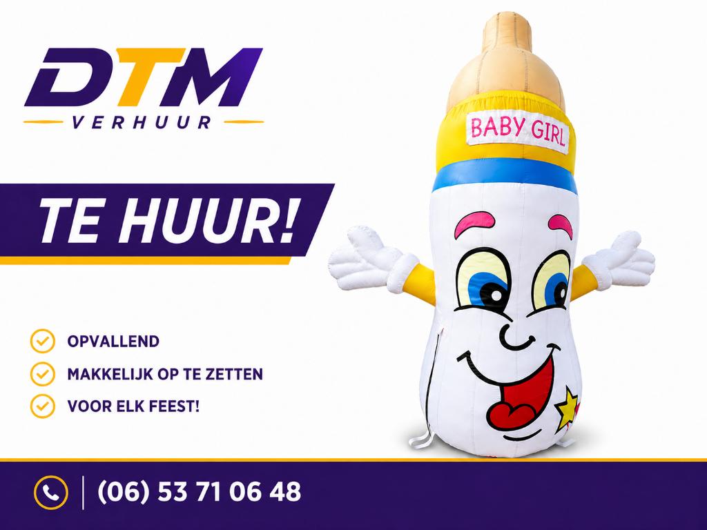 Cartoon geboortebord “Baby Girl” te huur!, Ophalen, Zo goed als nieuw, Geboorte of Huwelijk