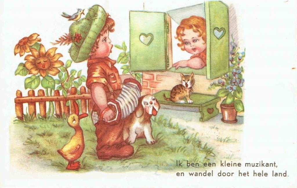 Nederland Kinderen met accordion muziek met kinderzegel, Verzenden, 1960 tot 1980, Ongelopen, Kinderen