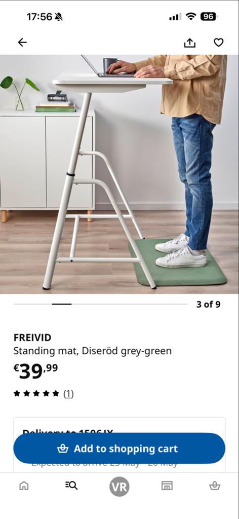 IKEA FREIVID Sta-mat Diseröd grijsgroen, Huis en Inrichting, Stoffering | Tapijten en Kleden, Zo goed als nieuw, Minder dan 50 cm