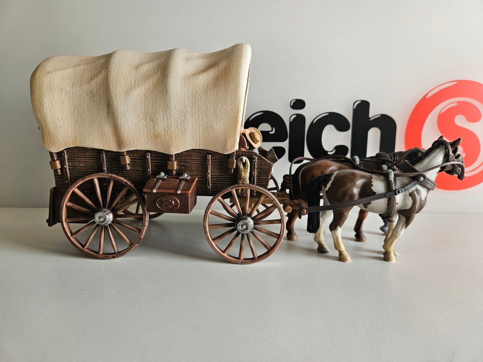 Schleich Huifkar met bijbehorende paarden 42024, Ophalen of Verzenden, Zo goed als nieuw, Paard, Beeldje of Figuurtje