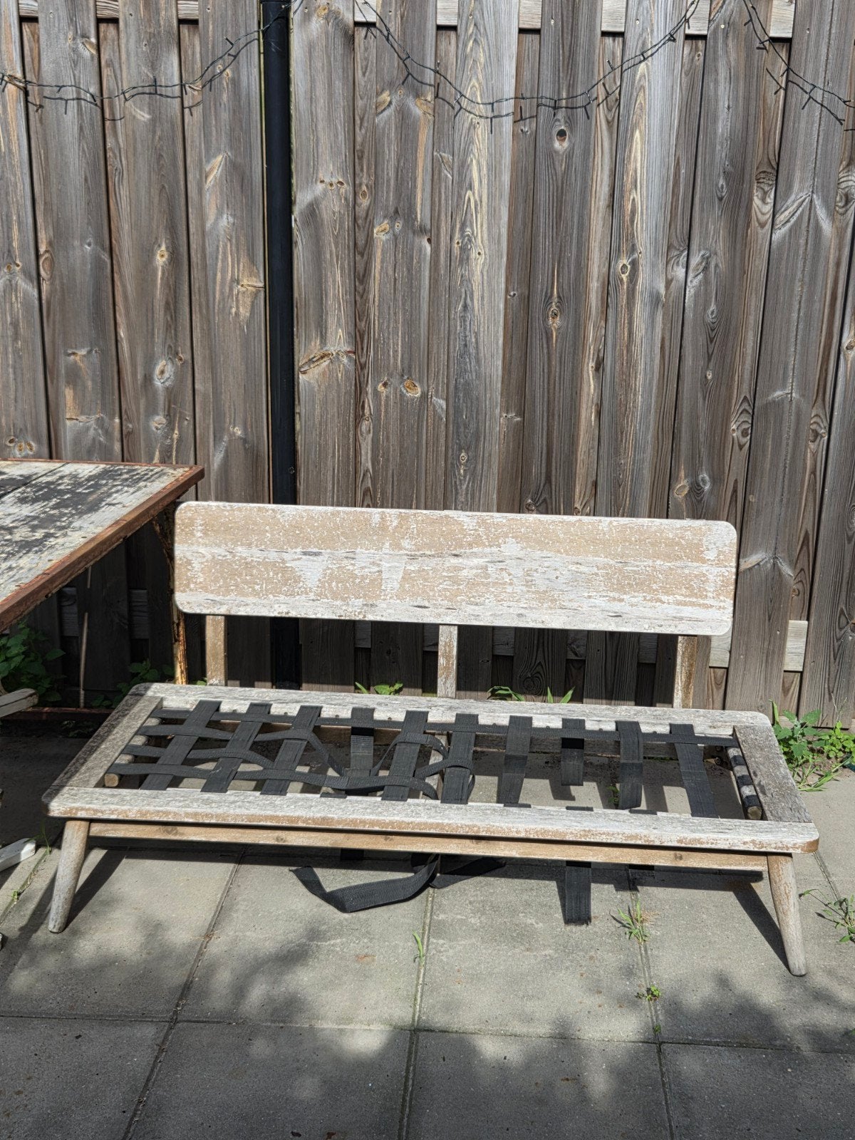 GRATIS AF TE HALEN houten tuinbankje met rugleuning, Ophalen, Gebruikt, Twee, Overige kleuren