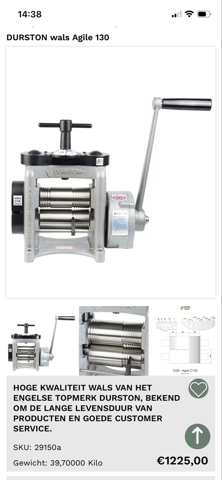 DURSTON wals Agile 130 - Hoge Kwaliteit Walsmachine, Ophalen, Nieuw