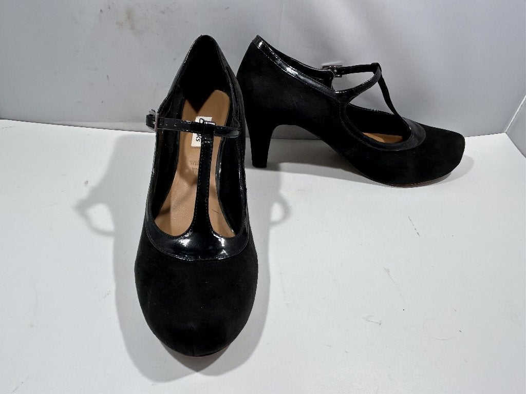 Maat 38 clarks, chique zwarte schoenen, Verzenden, Zwart, Zo goed als nieuw, Schoenen met hoge hakken