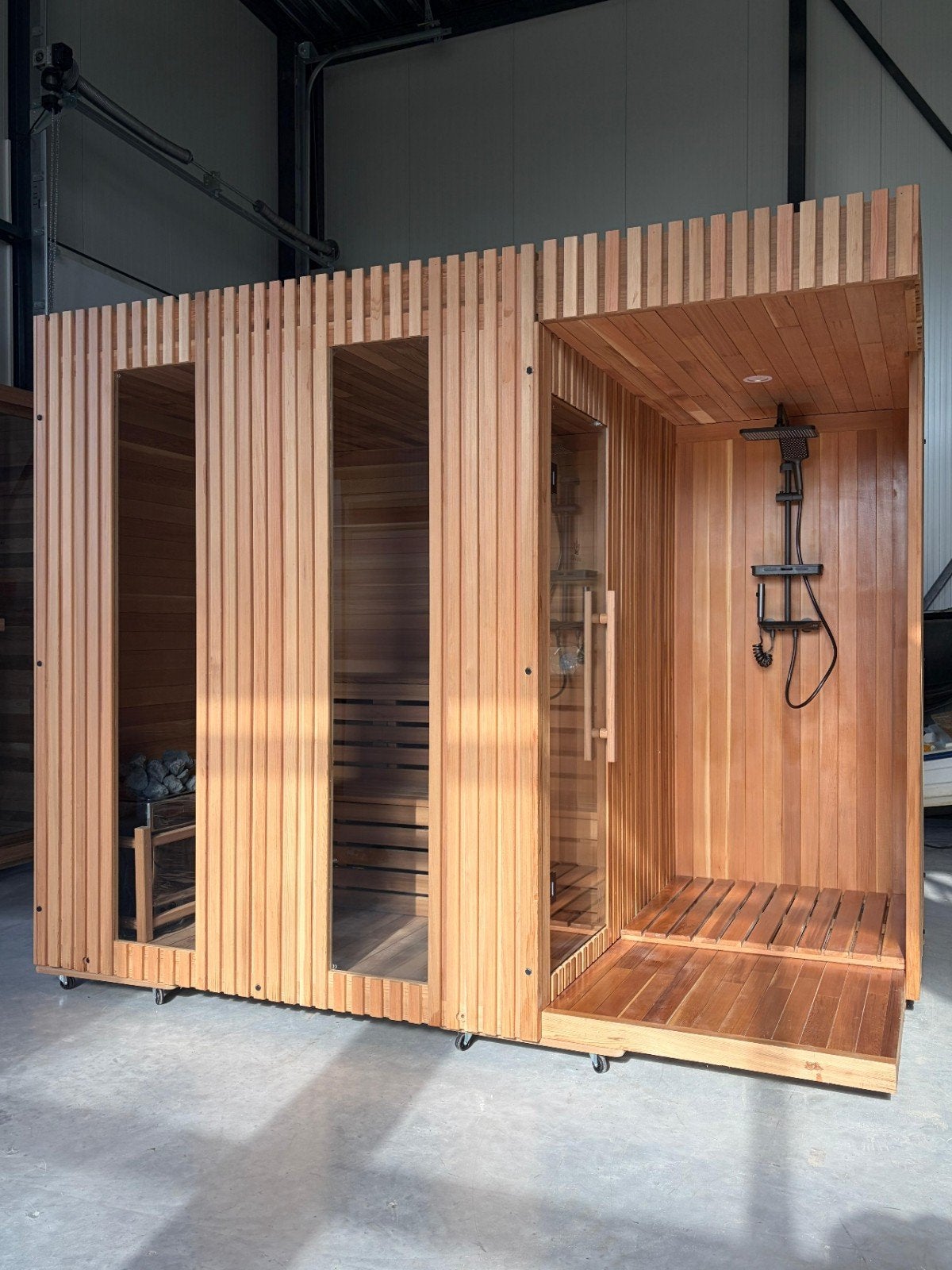 Luxe Western Red Cedar Sauna met 9kW Kachel en Douche, Sport en Fitness, Sauna, Ophalen