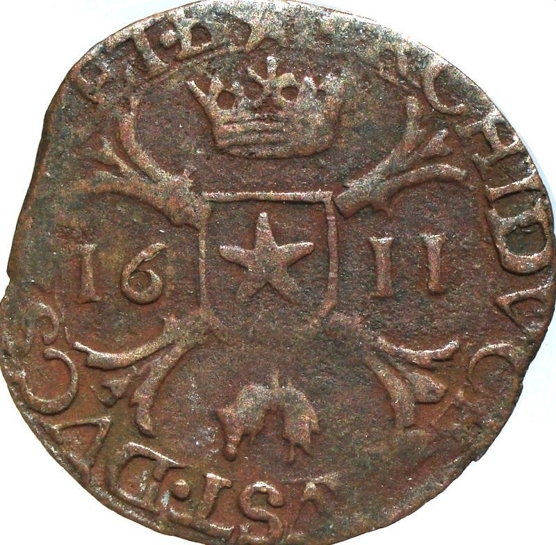 Spaanse Nederlanden - Maastricht oord 1611 (schaars), Postzegels en Munten, Munten | Nederland, Ophalen of Verzenden, Vóór koninkrijk