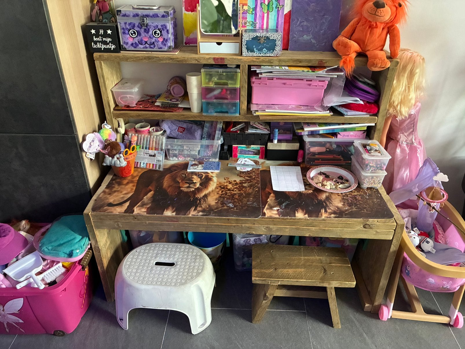 Steigerhout speeltafel kinderen, Ophalen, Gebruikt