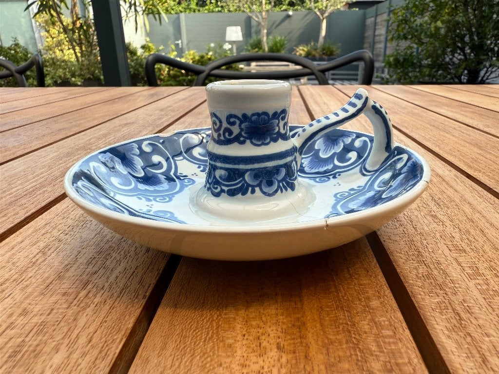 Kaarsenstandaard met oor Delfts Blauw 14cm - Oud Delft, Ophalen of Verzenden