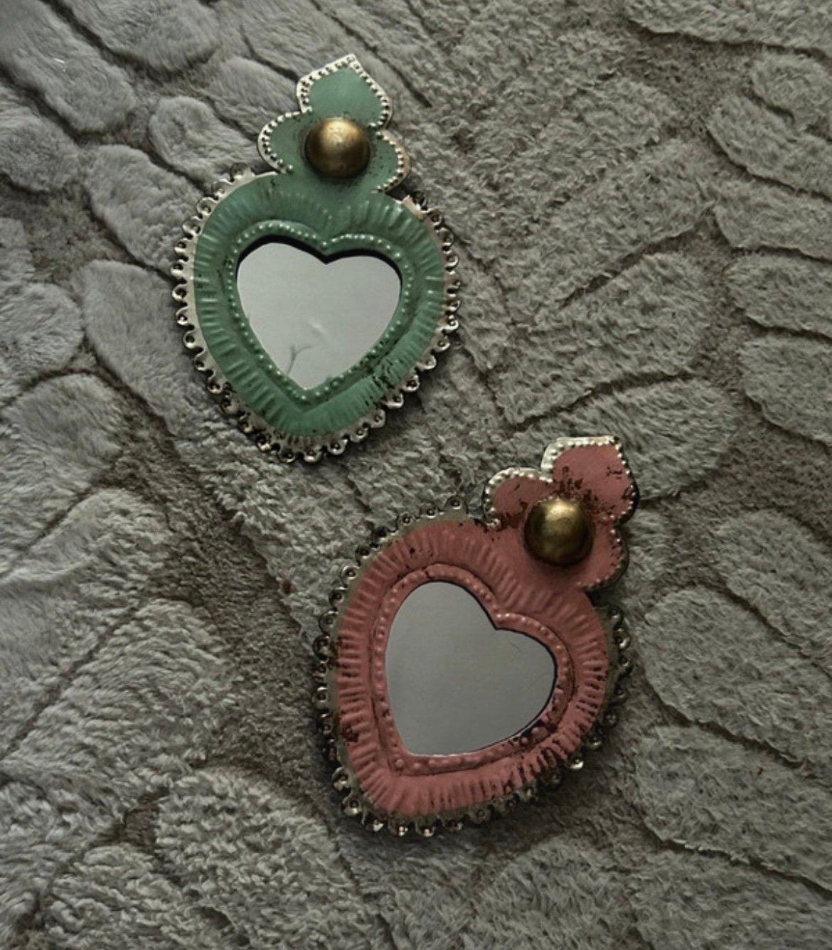 Set van 2 hartvormige spiegeltjes om op te hangen, Ophalen of Verzenden, Overige vormen, Minder dan 50 cm, Minder dan 100 cm