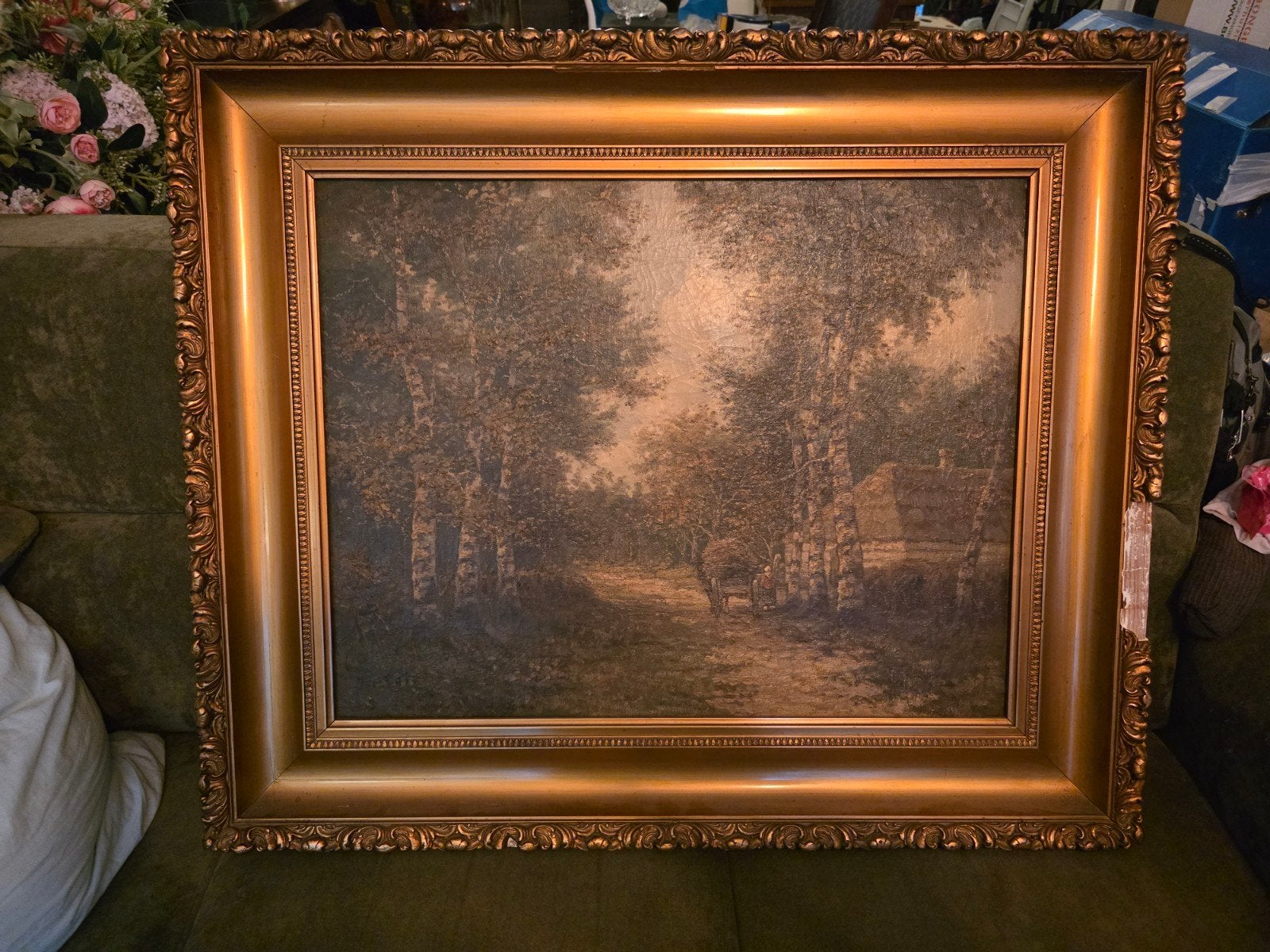 Klassiek Landschap Schilderij met Gouden Lijst, Ophalen