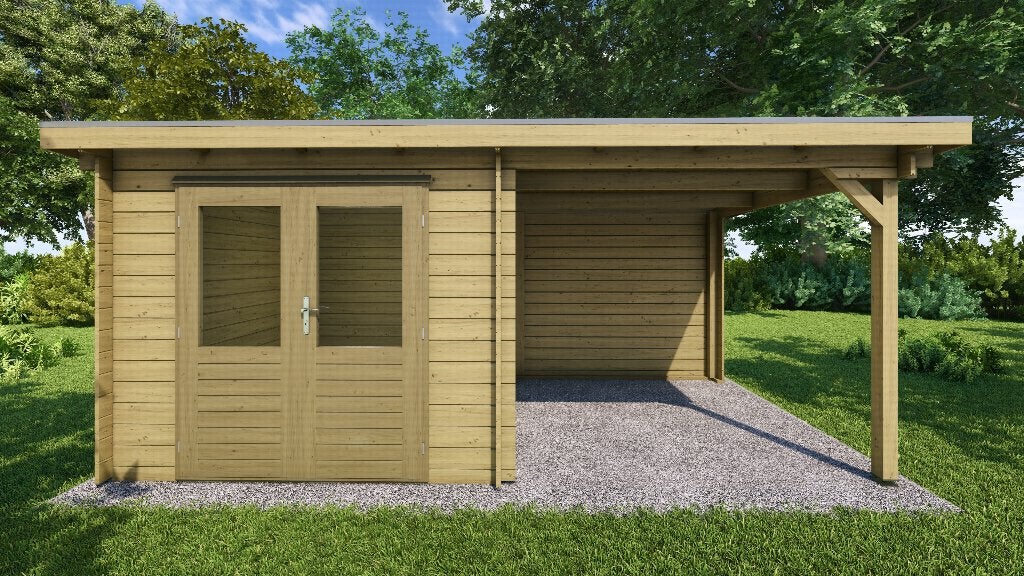 Fonteyn Basicline Dahlia met overkapping 500x250cm, 200 tot 400 cm, Blokhut, Nieuw, Zonder ramen