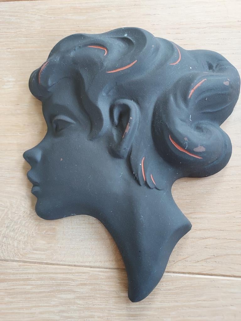 Vintage Keramiek Vrouwenprofiel Jaren '50/'60 Muurdecoratie, Ophalen of Verzenden