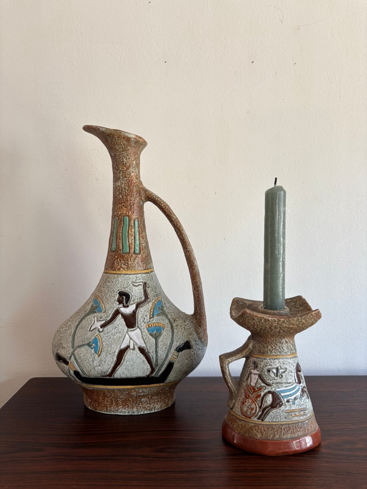 Vintage ‘Bresciana Arco Gardese Italy design vaas&kandelaar, Ophalen of Verzenden