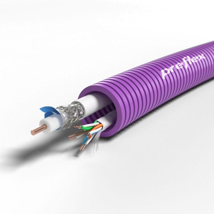 Preflex 20mm flexibele buis UTP + coax 100 meter, Ophalen of Verzenden, Nieuw, Kabel of Snoer
