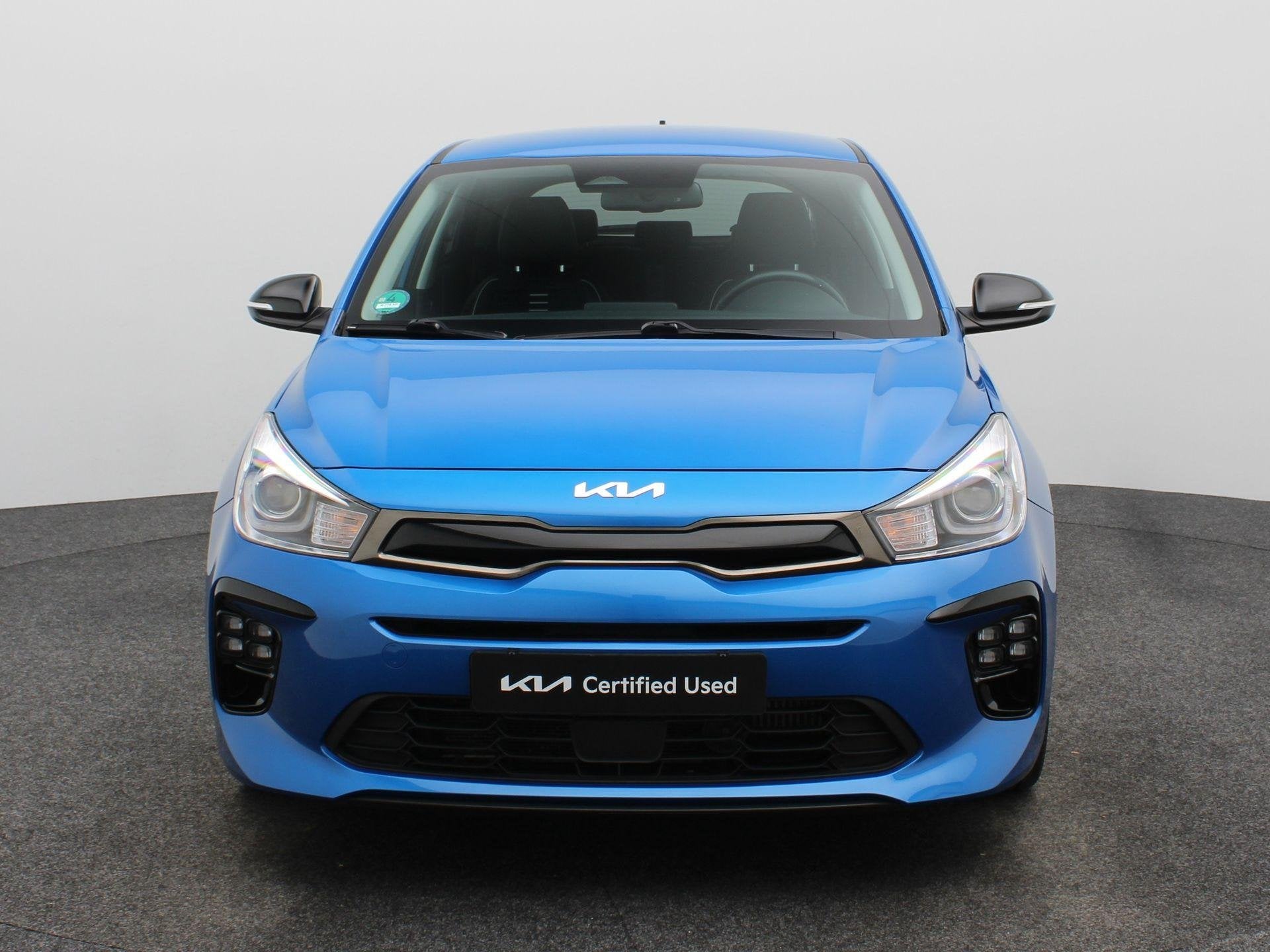 Kia Rio 1.0 T-GDi MHEV GT-Line | Airco | Navi | Camera | Par, Auto's, Gebruikt, Euro 6, Blauw, Leder en Stof