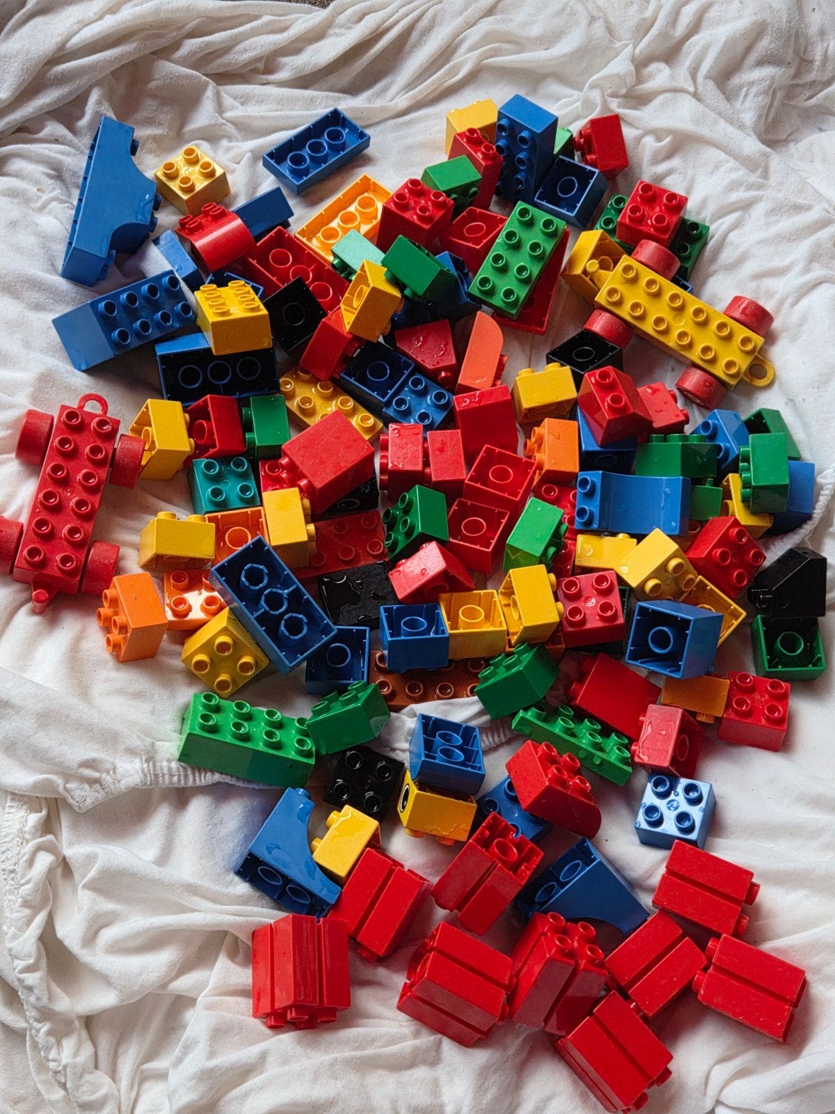 Grote partij LEGO Duplo met voertuigen en accessoires, Ophalen, Gebruikt