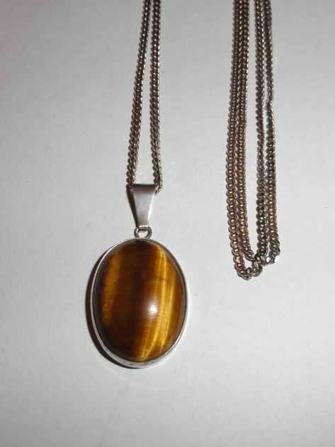 Ketting Tijgeroog zilver gourmet ketting lang, Sieraden, Tassen en Uiterlijk, Bruin, Verzenden, Zo goed als nieuw, Met edelsteen