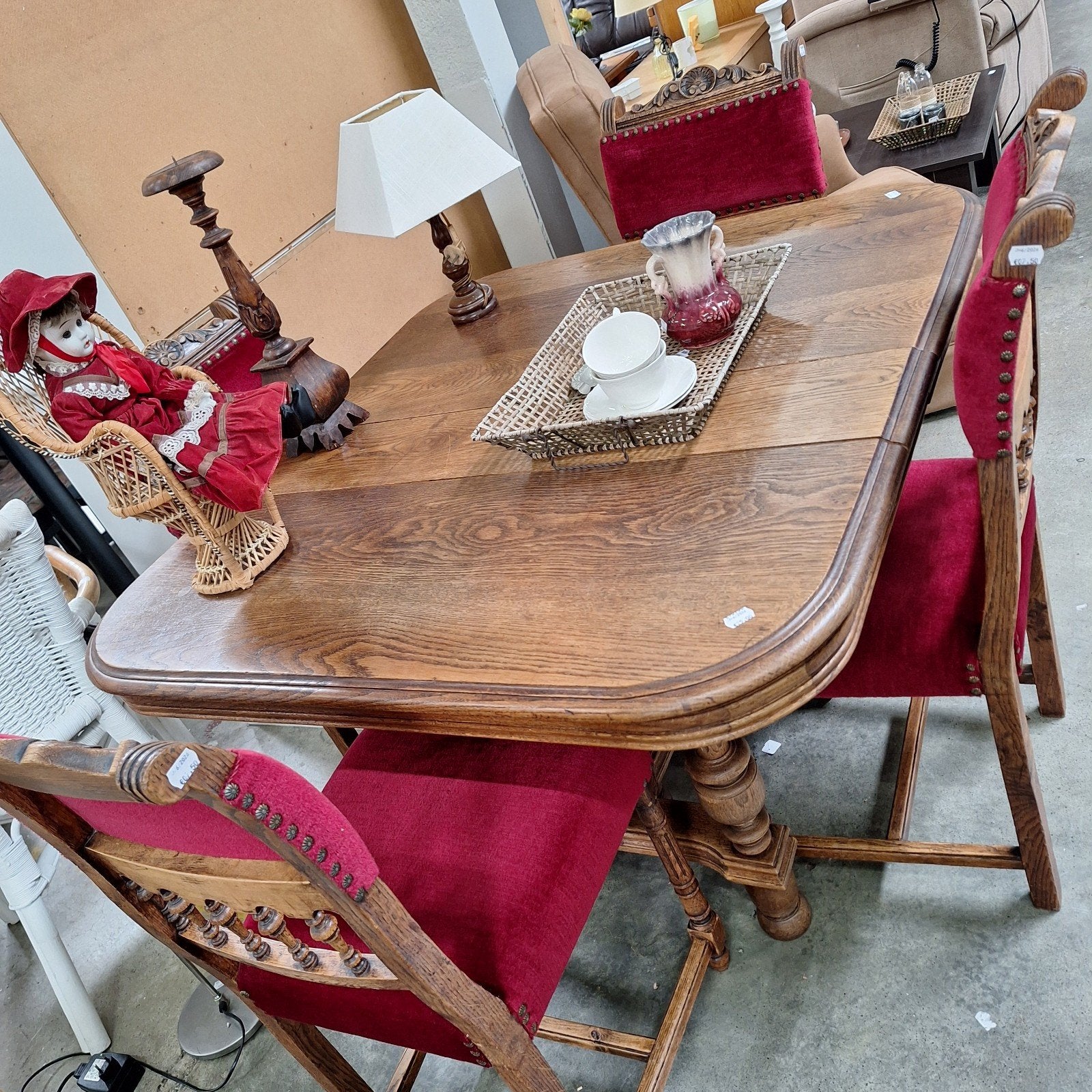 Tafel en stoelen brocante/antiek WD-028 nr494, Antiek en Kunst, Antiek | Meubels | Tafels, Ophalen of Verzenden