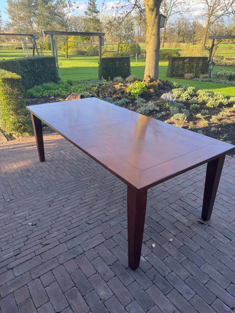 Eikenhouten eettafel 220x100 cm - Kersenkleur, Ophalen, 100 tot 150 cm, Eikenhout, 200 cm of meer