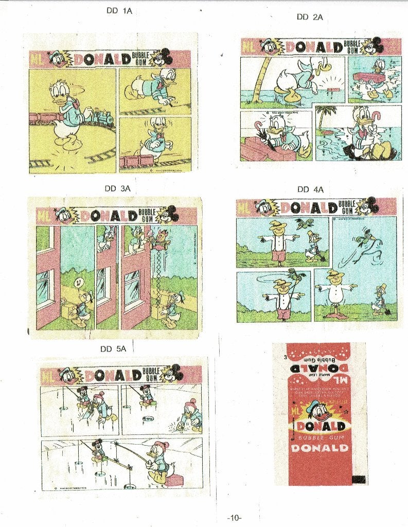Donald Duck kauwgomplaatjes en wikkels van ML GEZOCHT, Ophalen of Verzenden, Gebruikt, Strip of Tekenfilm