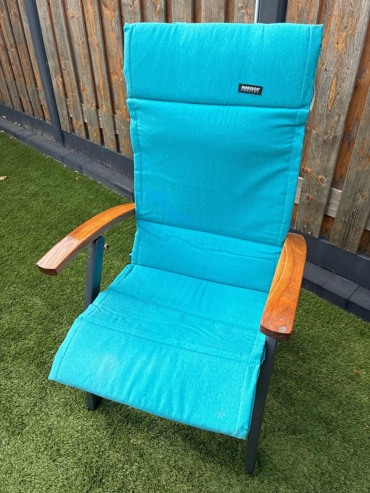 4 Madison tuinstoelkussens - turquoise, Ophalen of Verzenden, Gebruikt