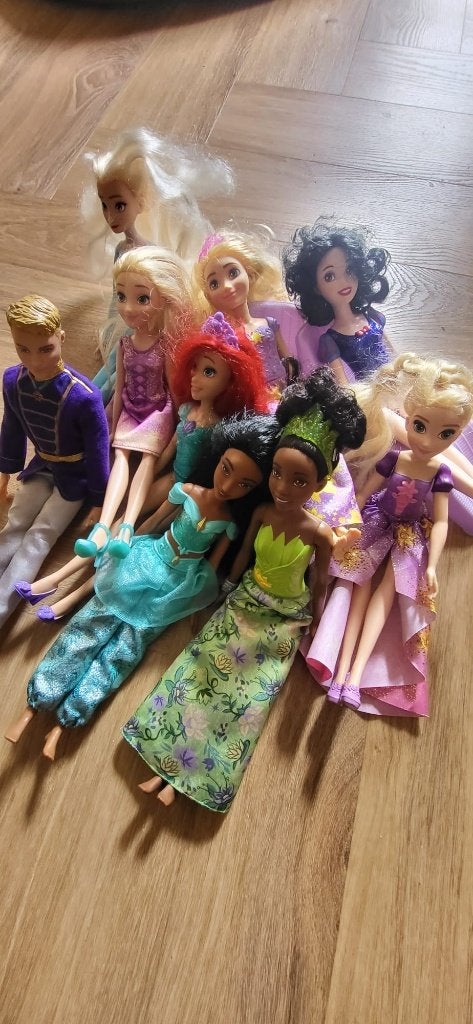 9 Disney prinsessenpoppen met Elsa, Ariël en Jasmine, Ophalen, Gebruikt, Overige typen