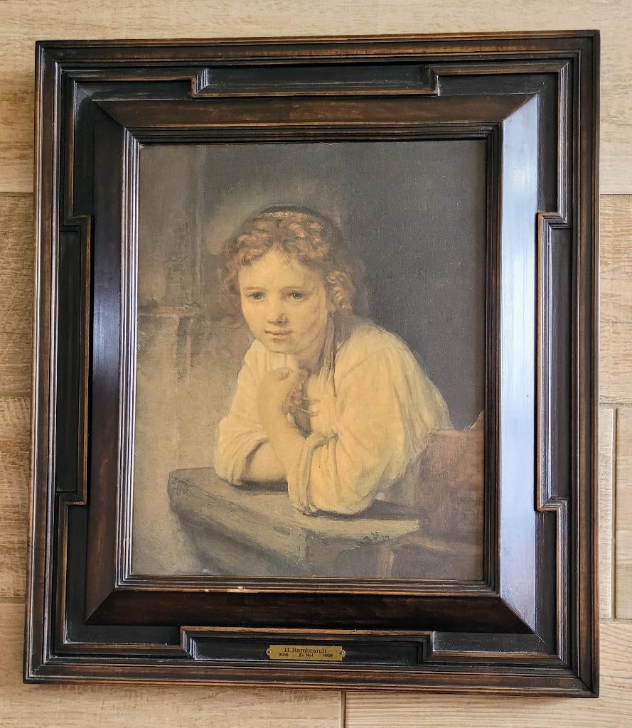 Schilderij Rembrandt (reproductie olieverf), Antiek en Kunst, Ophalen