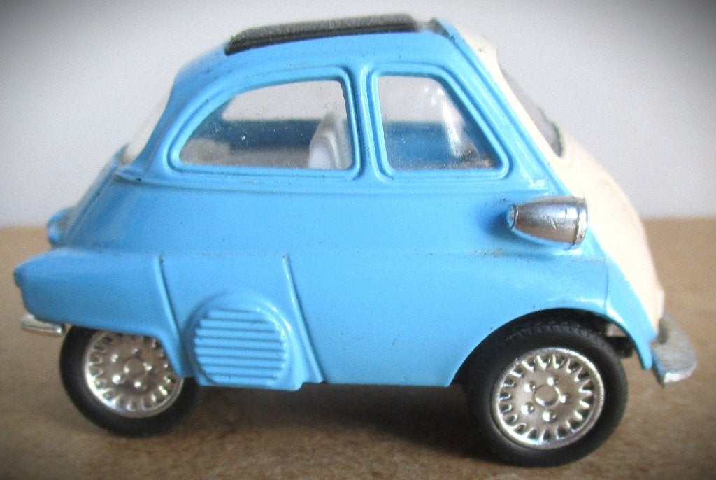 BMW Isetta Modelauto~Blauw wit~Auto~Miniatuur, Ophalen of Verzenden, Gebruikt, Auto