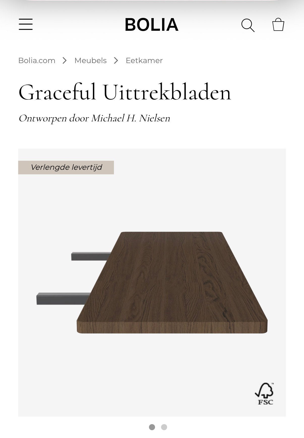 Bolia graceful eettafel uitschuifbladen, Ophalen, 200 cm of meer, 50 tot 100 cm, Zo goed als nieuw