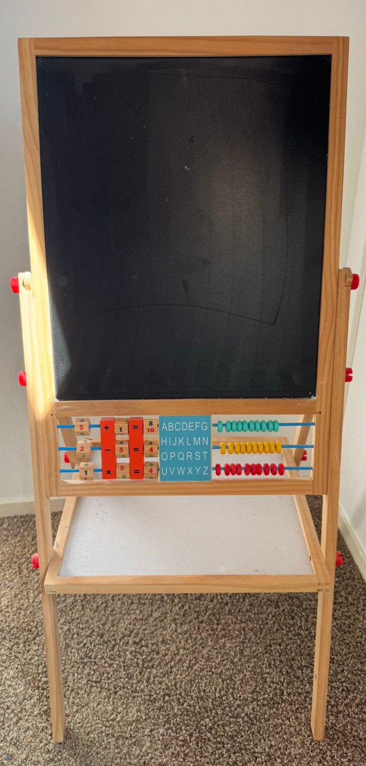 Houten schoolbord met telraam en rekenblokken, Ophalen, Gebruikt, Rekenen