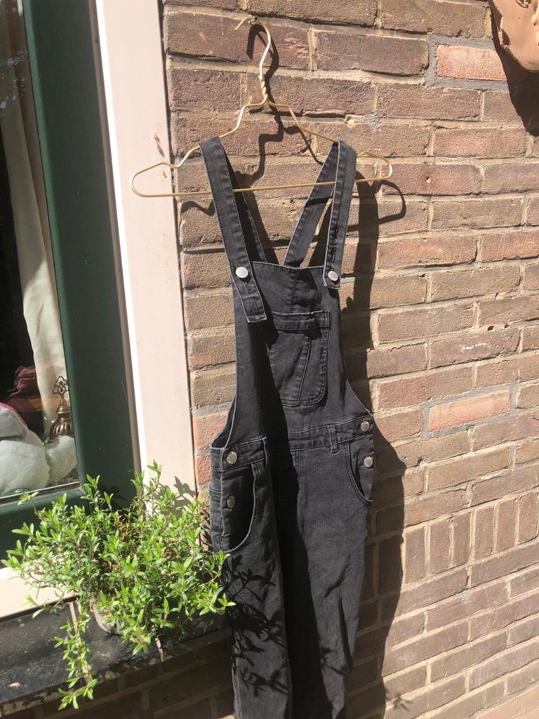 Zwarte denim tuinbroek van Inside, maat 146/152, Zwart, Ophalen of Verzenden, Maat 34 (XS) of kleiner, Lang