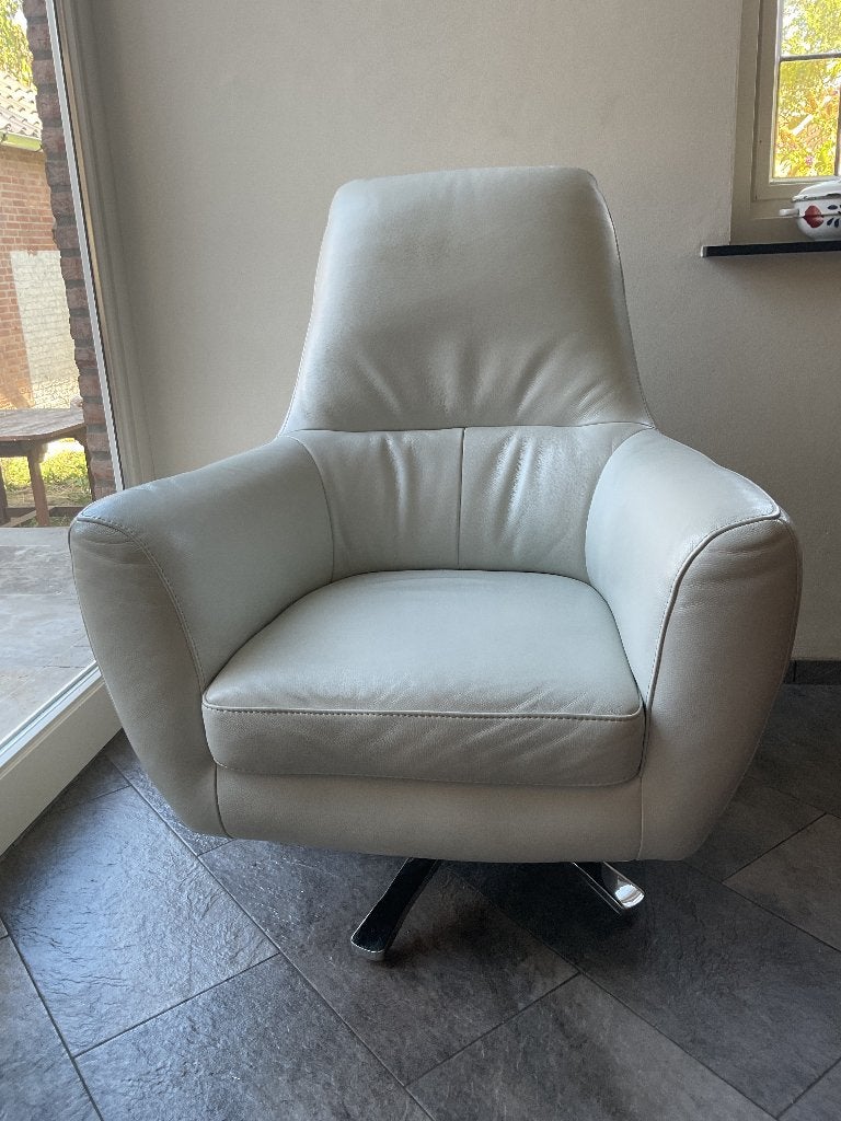 Leren draaifauteuil - HTL-9532, Huis en Inrichting, Ophalen, Gebruikt, 75 tot 100 cm, Modern