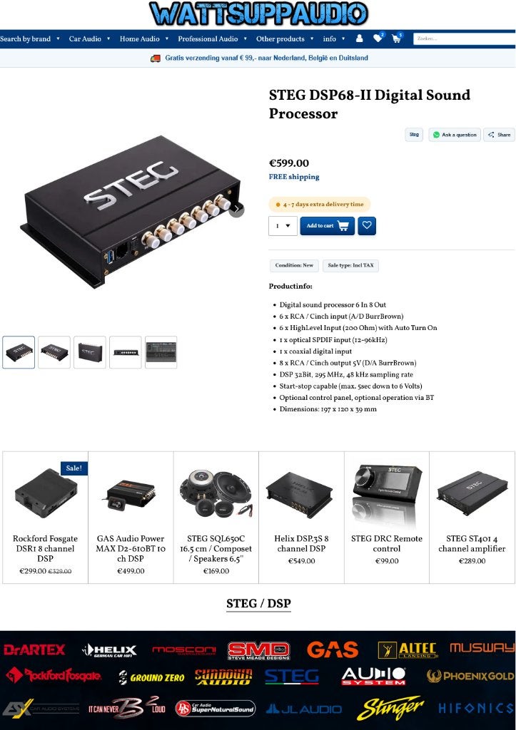 STEG DSP68-II Digital Sound Processor, Hifi-Focus, Aalsmeerderweg 173 1432 CL, Aalsmeer, Nieuw, Ophalen of Verzenden