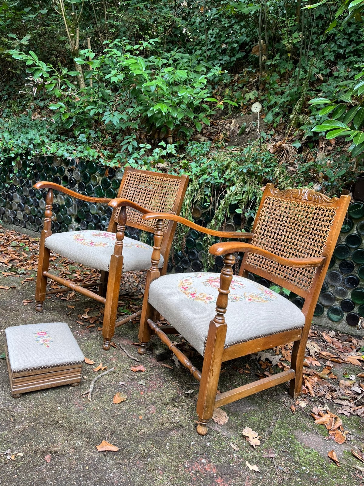 Set van 2 antieke stoeltjes, Tuin en Terras, Tuinstoelen, Ophalen, Gebruikt, Hout
