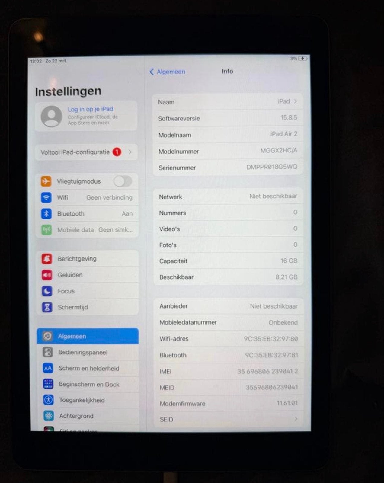 Goed onderhouden iPad Air 2 - 16GB, Computers en Software, Apple iPads, Gebruikt, Apple iPad Air, 16 GB, Ophalen