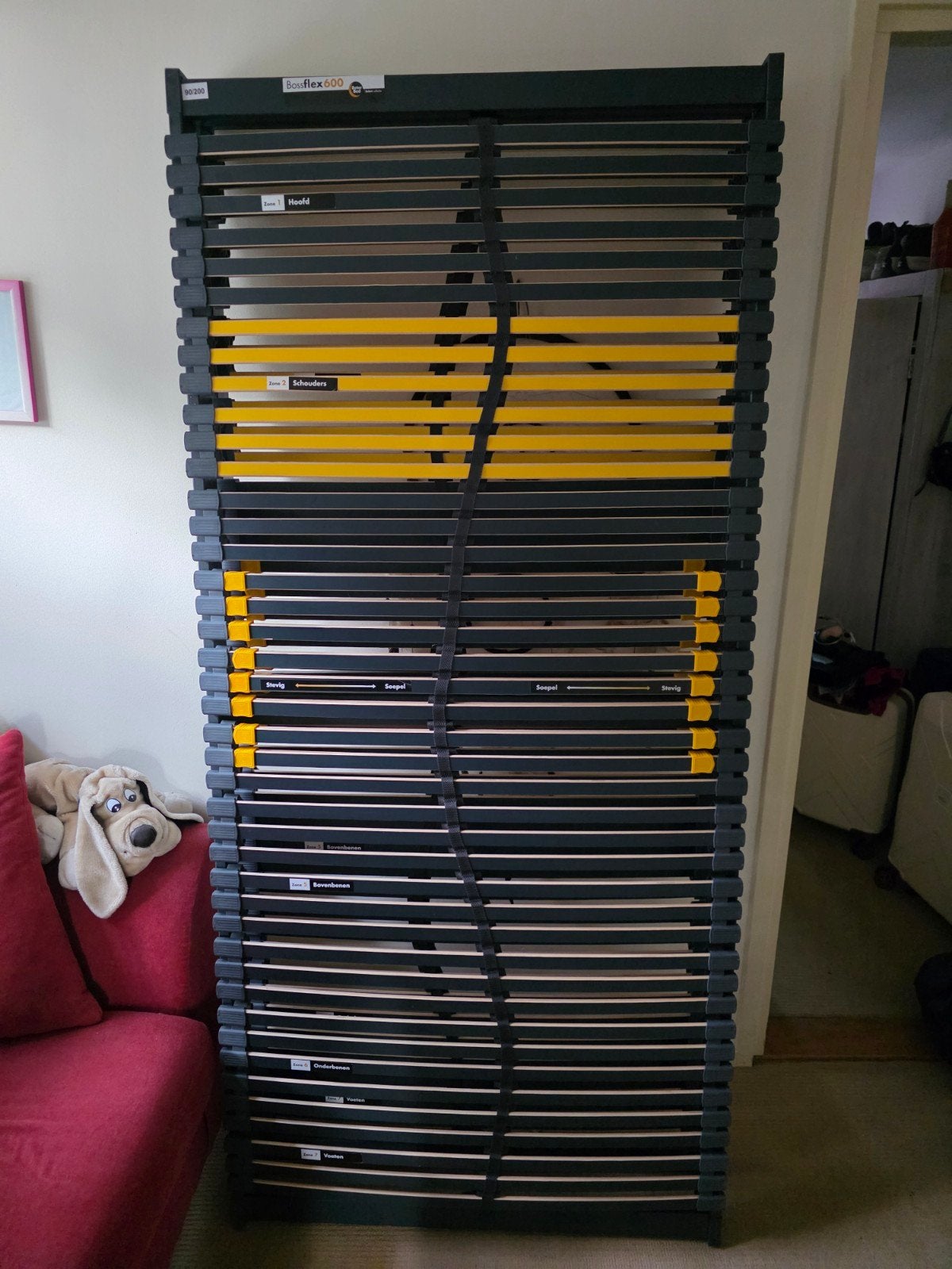 Bossflex 600 lattenbodem 90x200 (2 stuks beschikbaar), Ophalen, Zo goed als nieuw, Eenpersoons, 90 cm