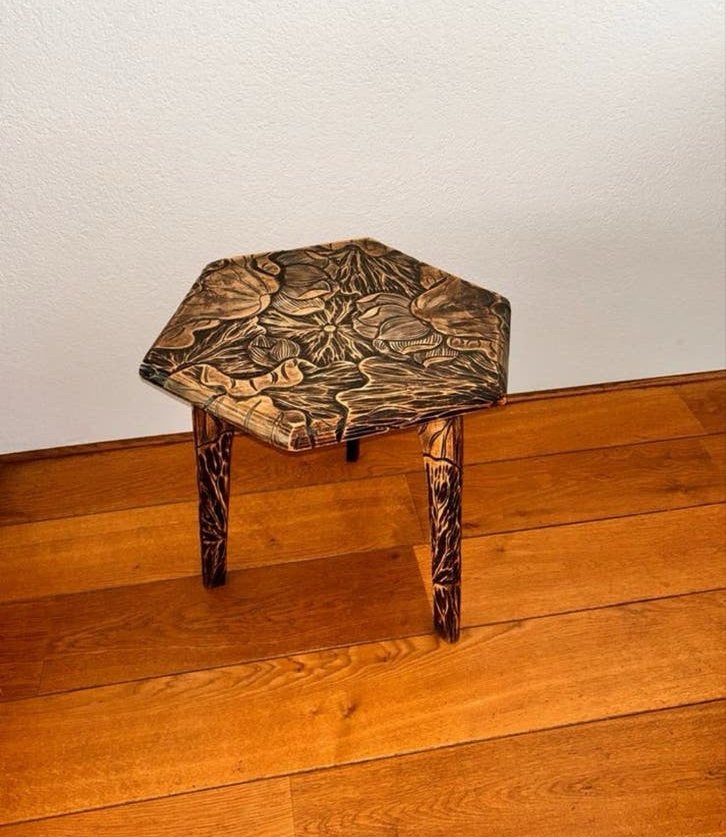 Antiek Japans Houtsnijwerk tafel Liberty&Co London (ca.1900), Antiek en Kunst, Ophalen of Verzenden
