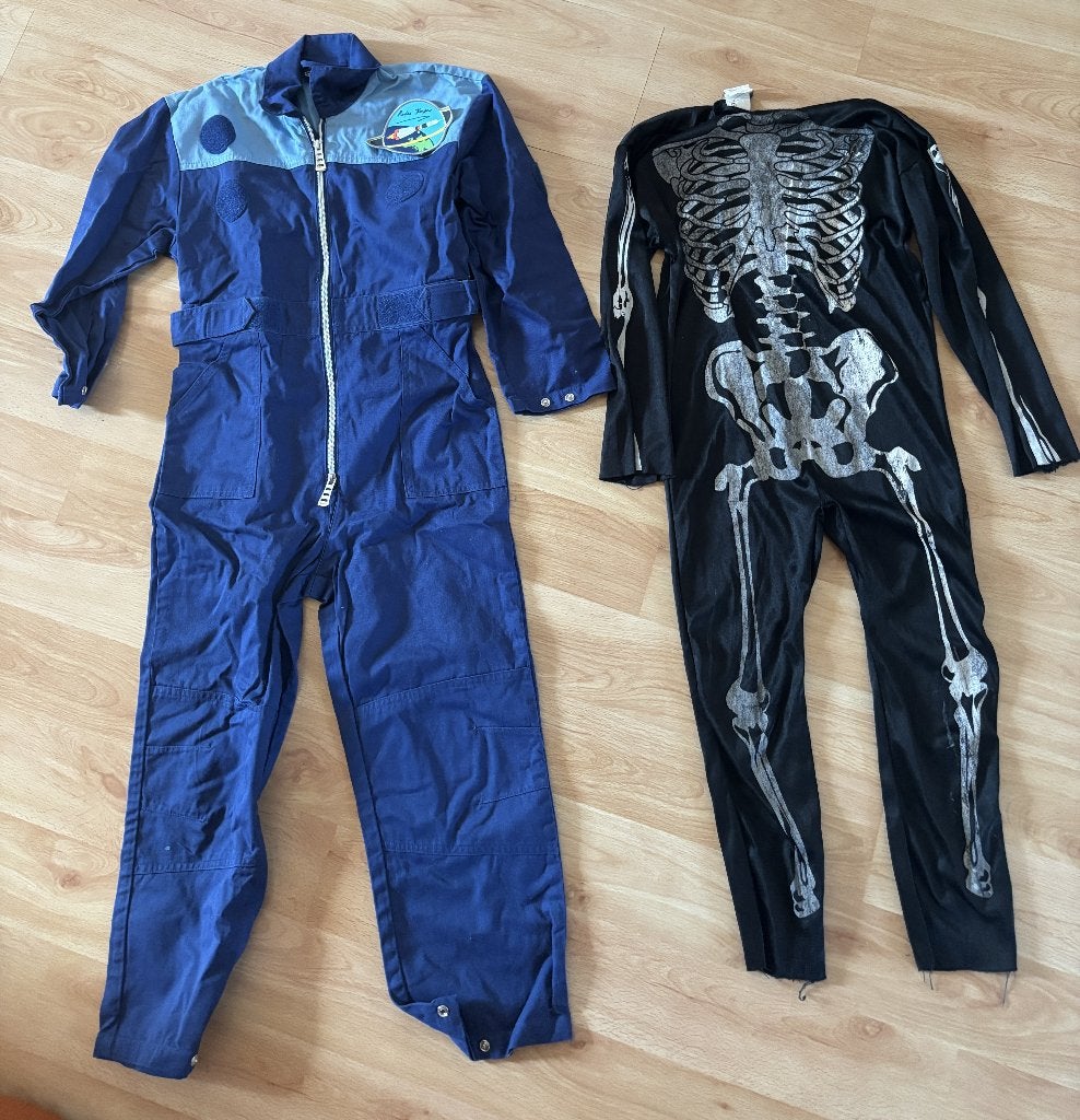 verkleedkleding skelet en astronaut mt 122/128 + judopak, Ophalen of Verzenden, Zo goed als nieuw, 122 t/m 128, Jongen of Meisje