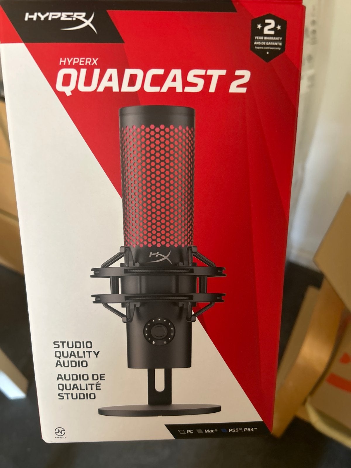 HyperX QuadCast 2 Studiomicrofoon - Nieuw in doos, Ophalen of Verzenden, Nieuw, Studiomicrofoon
