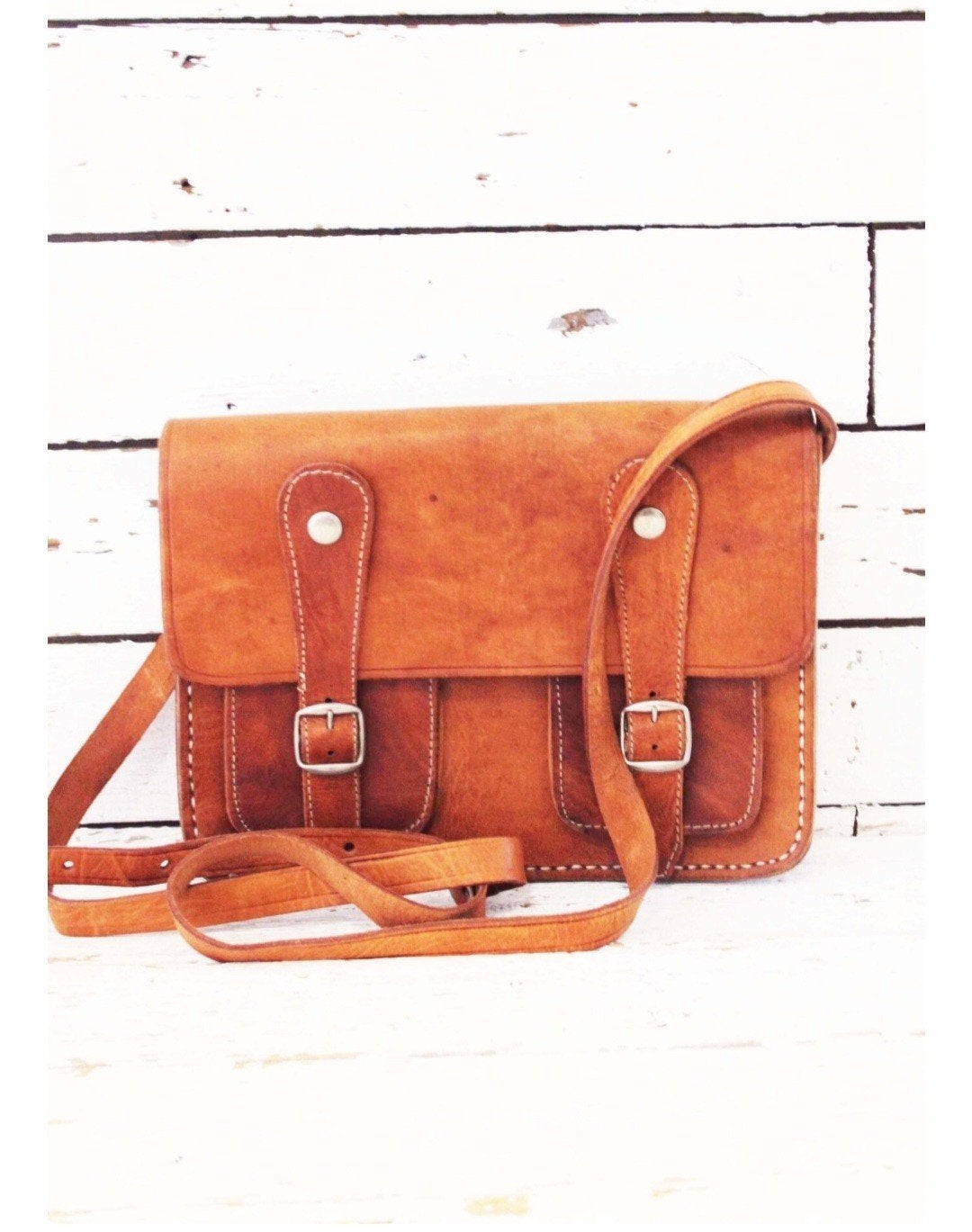 Vintage leren schooltas van Sugar Sugar Vintage, Sieraden, Tassen en Uiterlijk, Tassen | Schooltassen, Gebruikt, Minder dan 30 cm