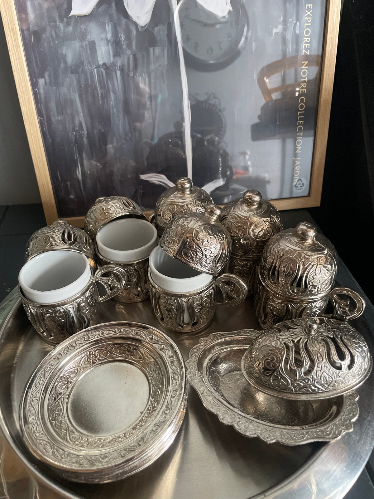 Authentieke Turkse Koffieset met dienblad, gratis servethoud, Ophalen