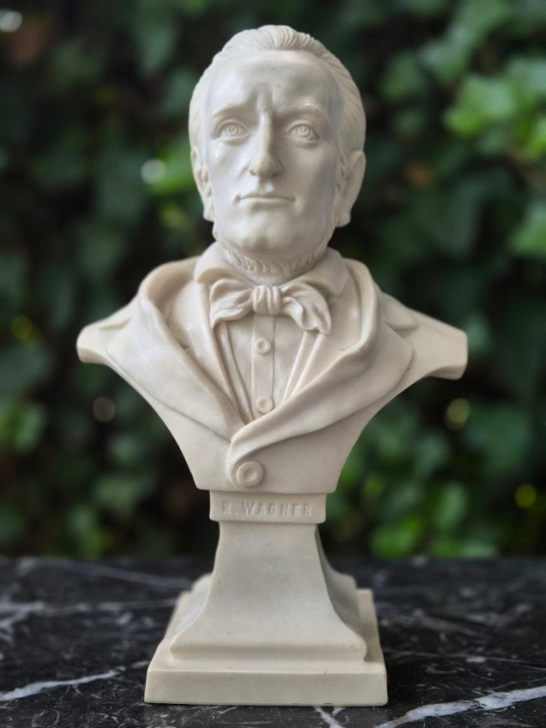 borstbeeld R.Wagner, gemaakt van marmerpoeder, Antiek en Kunst, Natuurlijk materiaal, Buste, Ophalen of Verzenden, Handgemaakt