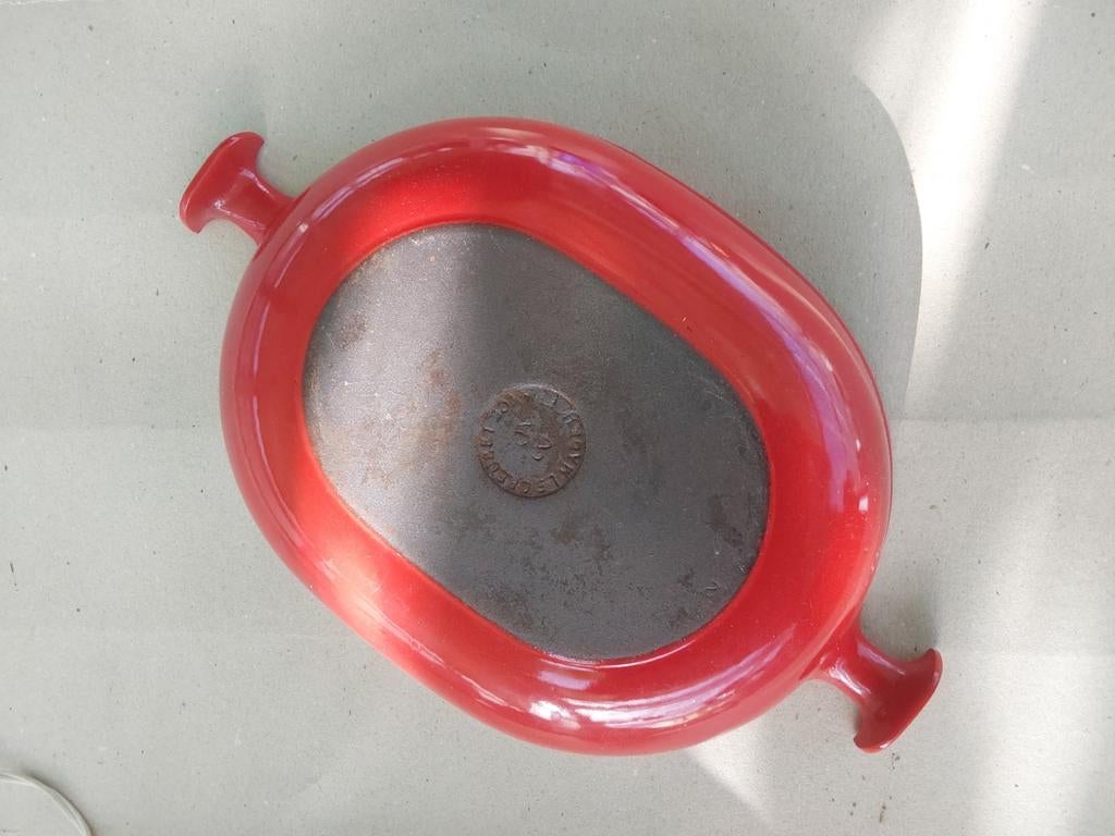 LE CREUSET ENZO MARI 28 CM ROOD EMAILLE GIETIJZEREN BRAADPAN, Huis en Inrichting, Keuken | Potten en Pannen, Ophalen of Verzenden
