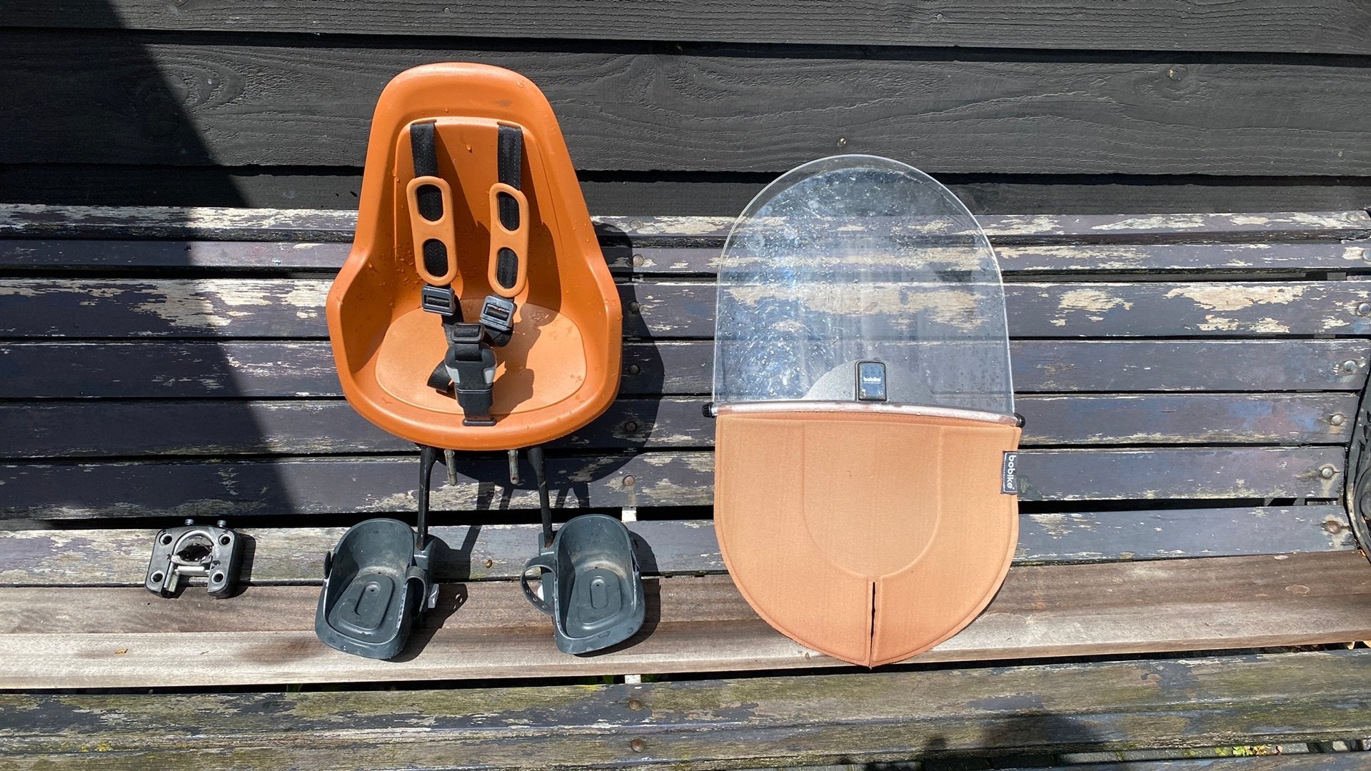 BOBIKE Kinderzitje/fietsstoeltje/voorzitje + scherm, Fietsen en Brommers, Fietsaccessoires | Fietsstoeltjes, Ophalen, 0 t/m 18 kg