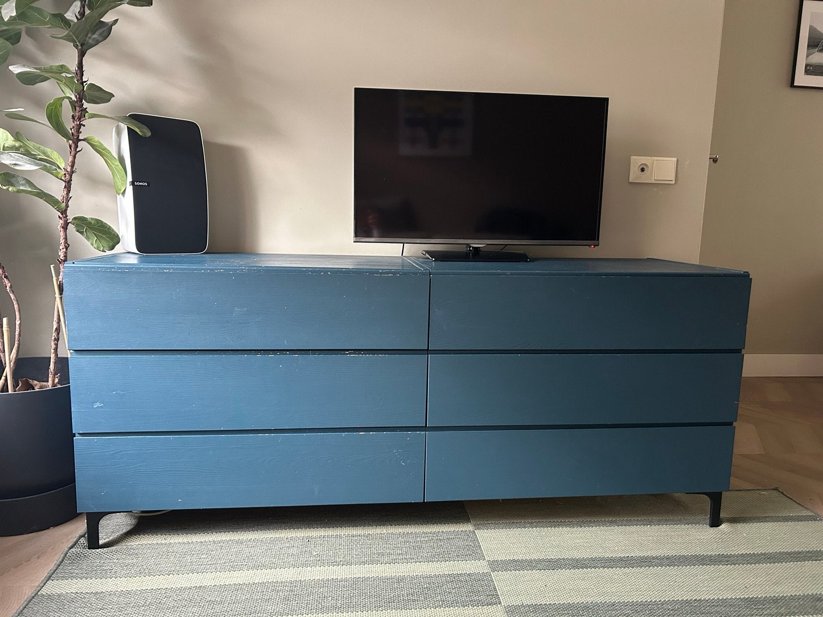 IKEA Ivar ladekasten - Blauw geverfd, Gebruikt, 100 tot 150 cm, 5 laden of meer, Ophalen of Verzenden