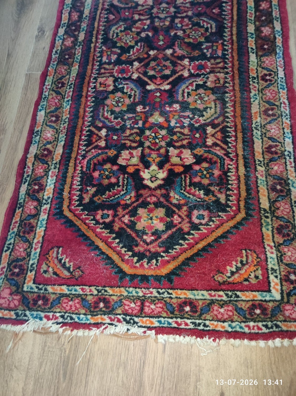 Vintage Perzisch tapijt uit de jaren '60, Minder dan 50 cm, Gebruikt, 50 tot 100 cm, Ophalen of Verzenden
