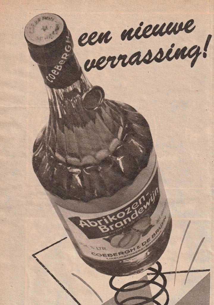 Retro reclame 1956 Coebergh brandewijn nieuwe verrassing, Verzamelen, Verzenden, Overige typen