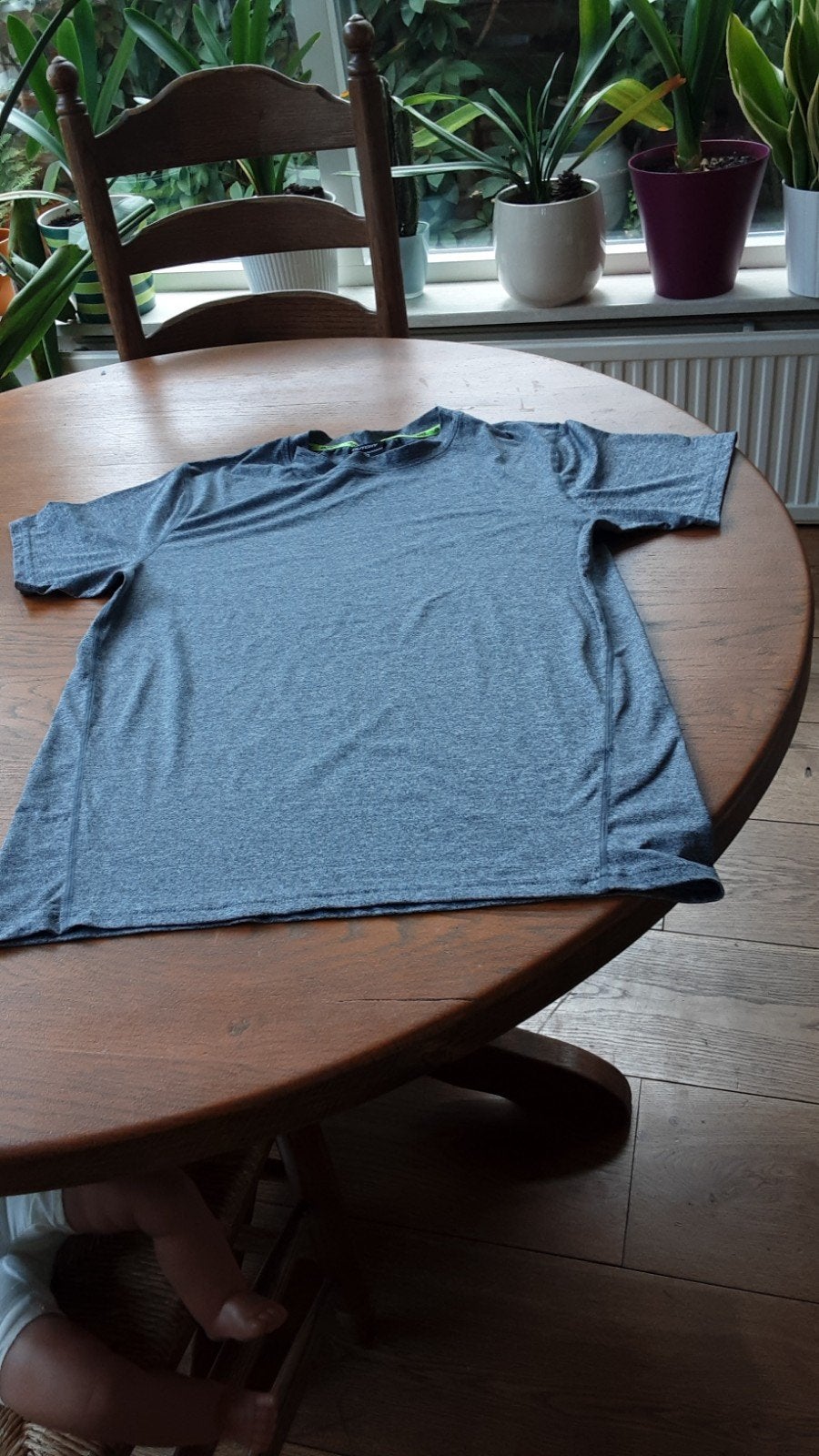 Sportshirt - Grijs/Blauw - Maat S, Fitness, Ophalen of Verzenden, Grijs, Gedragen