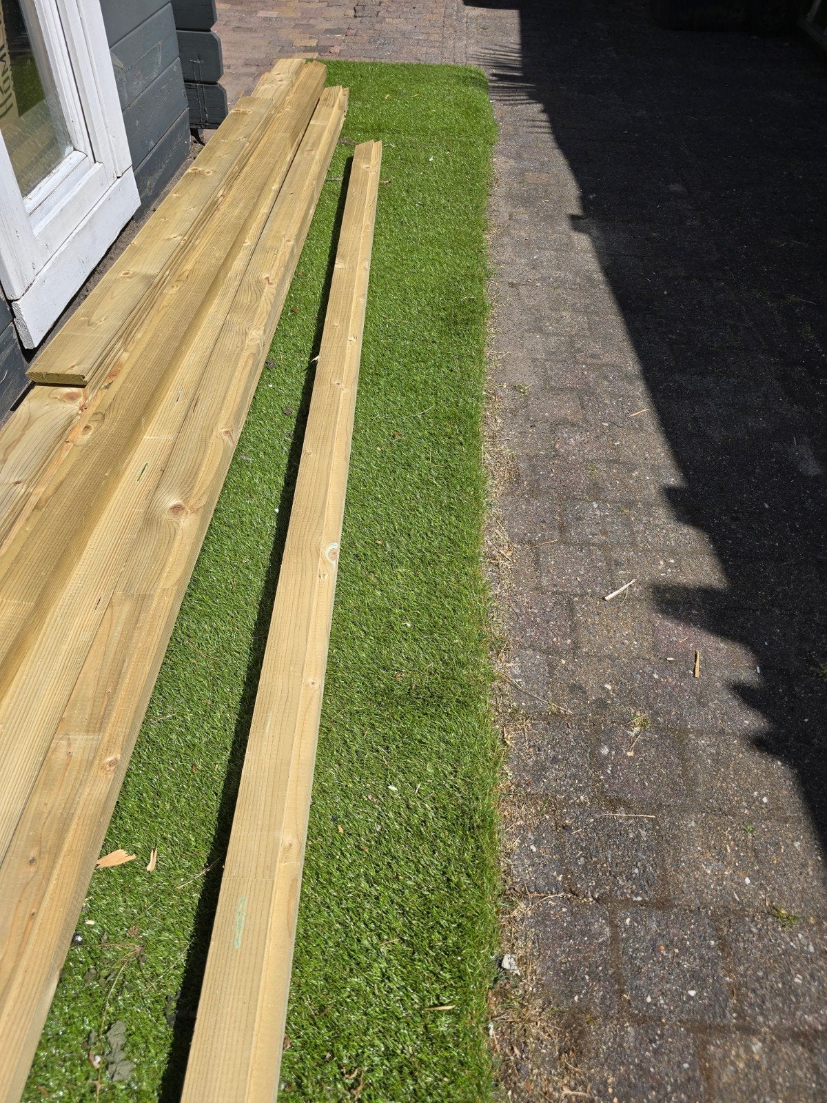 4 stuks funderingslat 3 meter lang, Ophalen, Overige houtsoorten, 50 mm of meer, Balk
